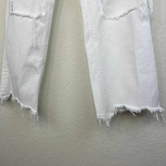 Free People x REVOLVE Maggie Mid Rise Button Fly Straight Jeans Size 27 White - Picture 9 of 9